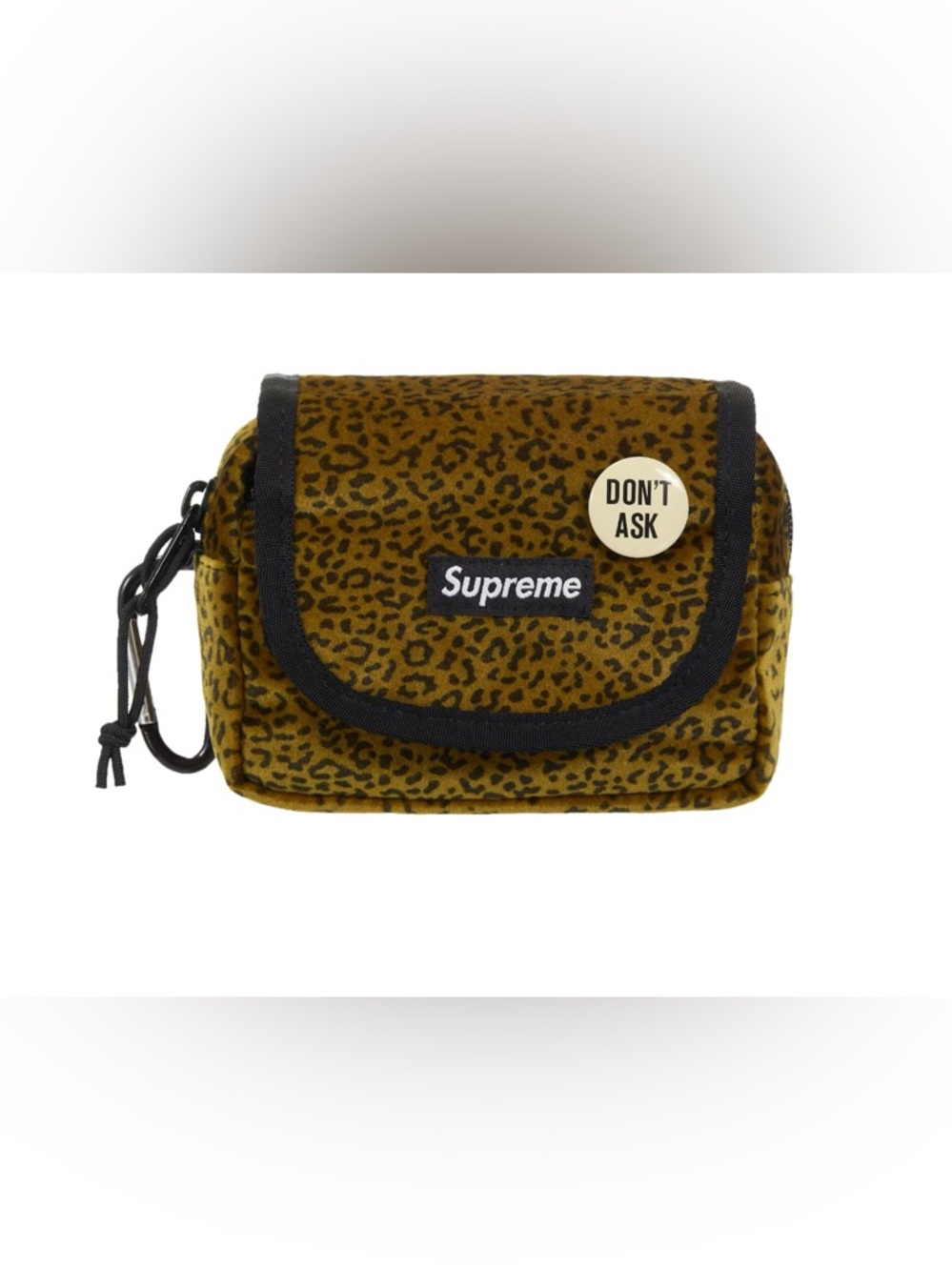 Supreme Velvet Mini Pouch Tan Leopard FW25 Woven Box Logo "Don't Ask" NWT